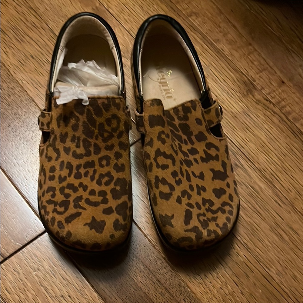ALEGRIA Leather Slip-On Shoes Double Gore Kara Leopard 37 - Picture 7 of 11
